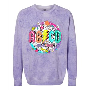 Cute Funny For Prek Teacher Abcd Rock Prek Rocks Colorblast Crewneck Sweatshirt