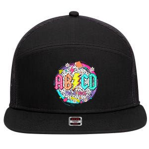 Cute Funny For Prek Teacher Abcd Rock Prek Rocks 7 Panel Mesh Trucker Snapback Hat