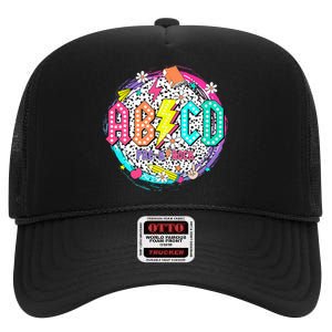 Cute Funny For Prek Teacher Abcd Rock Prek Rocks High Crown Mesh Back Trucker Hat