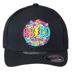 Cute Funny For Prek Teacher Abcd Rock Prek Rocks Flexfit Unipanel Trucker Cap