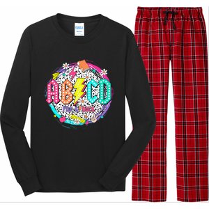 Cute Funny For Prek Teacher Abcd Rock Prek Rocks Long Sleeve Pajama Set