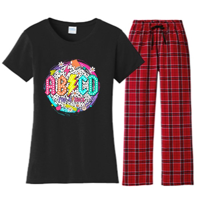 Cute Funny For Prek Teacher Abcd Rock Prek Rocks Women's Flannel Pajama Set