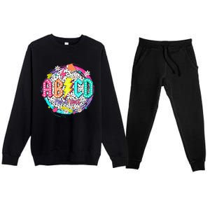 Cute Funny For Prek Teacher Abcd Rock Prek Rocks Premium Crewneck Sweatsuit Set