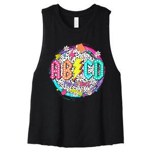 Cute Funny For Prek Teacher Abcd Rock Prek Rocks Women's Racerback Cropped Tank