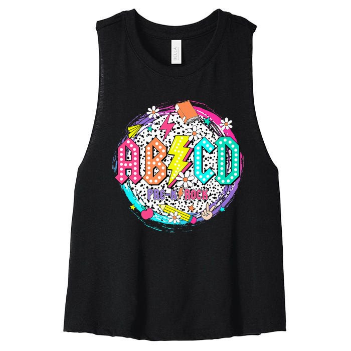 Cute Funny For Prek Teacher Abcd Rock Prek Rocks Women's Racerback Cropped Tank