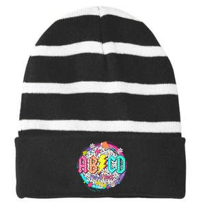 Cute Funny For Prek Teacher Abcd Rock Prek Rocks Striped Beanie with Solid Band