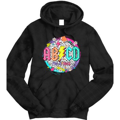 Cute Funny For Prek Teacher Abcd Rock Prek Rocks Tie Dye Hoodie