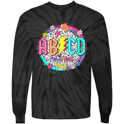 Cute Funny For Prek Teacher Abcd Rock Prek Rocks Tie-Dye Long Sleeve Shirt