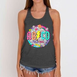 Cute Funny For Prek Teacher Abcd Rock Prek Rocks Women's Knotted Racerback Tank