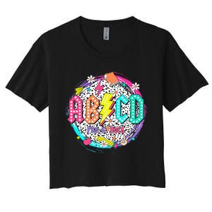 Cute Funny For Prek Teacher Abcd Rock Prek Rocks Women's Crop Top Tee