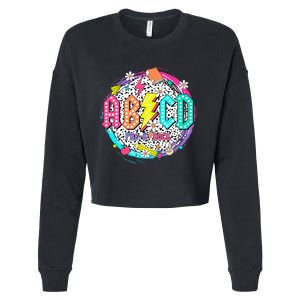 Cute Funny For Prek Teacher Abcd Rock Prek Rocks Cropped Pullover Crew