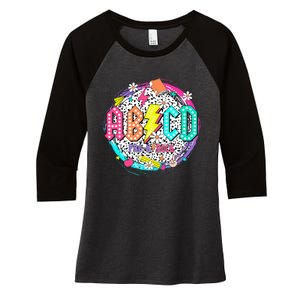 Cute Funny For Prek Teacher Abcd Rock Prek Rocks Women's Tri-Blend 3/4-Sleeve Raglan Shirt