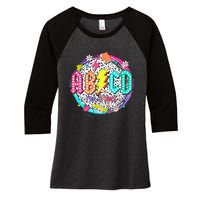 Cute Funny For Prek Teacher Abcd Rock Prek Rocks Women's Tri-Blend 3/4-Sleeve Raglan Shirt