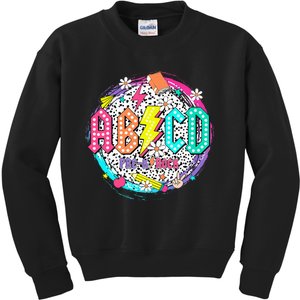 Cute Funny For Prek Teacher Abcd Rock Prek Rocks Kids Sweatshirt