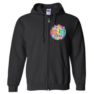 Cute Funny For Prek Teacher Abcd Rock Prek Rocks Full Zip Hoodie