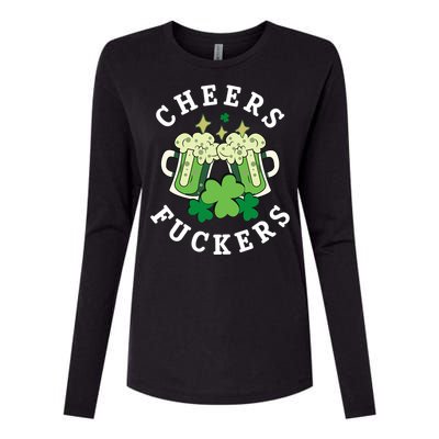 Cheers Fuckers Funny St Patricks Day Irish Drinking Womens Cotton Relaxed Long Sleeve T-Shirt