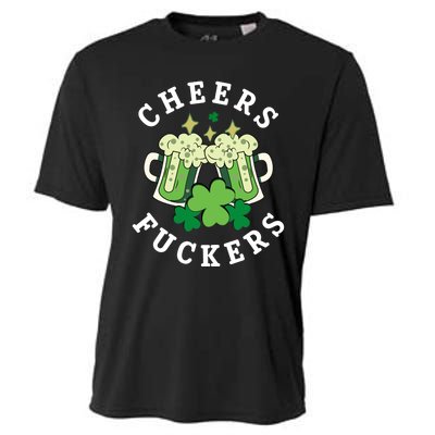 Cheers Fuckers Funny St Patricks Day Irish Drinking Cooling Performance Crew T-Shirt