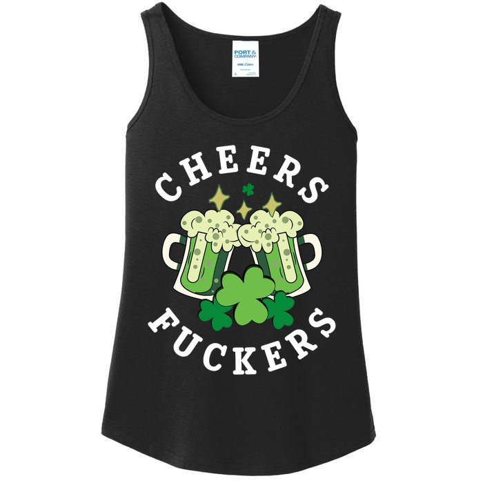 Cheers Fuckers Funny St Patricks Day Irish Drinking Ladies Essential Tank