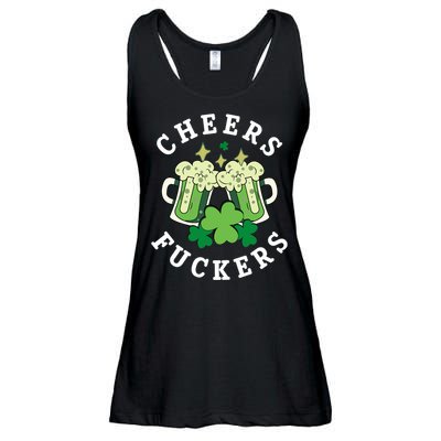 Cheers Fuckers Funny St Patricks Day Irish Drinking Ladies Essential Flowy Tank