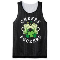 Cheers Fuckers Funny St Patricks Day Irish Drinking Mesh Reversible Basketball Jersey Tank