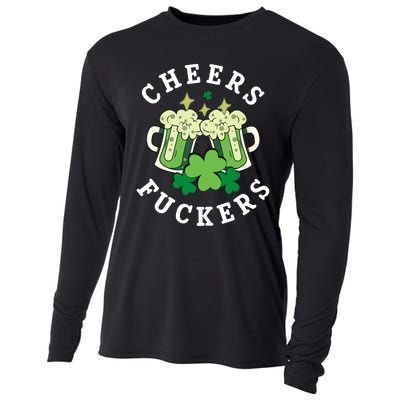 Cheers Fuckers Funny St Patricks Day Irish Drinking Cooling Performance Long Sleeve Crew