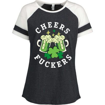 Cheers Fuckers Funny St Patricks Day Irish Drinking Enza Ladies Jersey Colorblock Tee