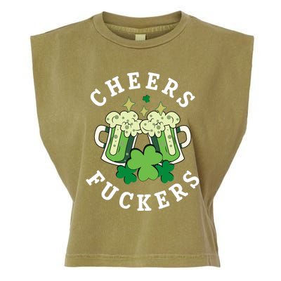 Cheers Fuckers Funny St Patricks Day Irish Drinking Garment-Dyed Women's Muscle Tee