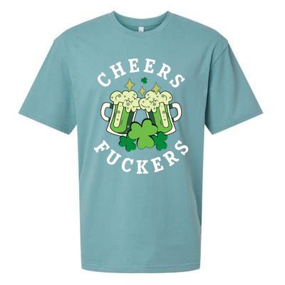 Cheers Fuckers Funny St Patricks Day Irish Drinking Sueded Cloud Jersey T-Shirt