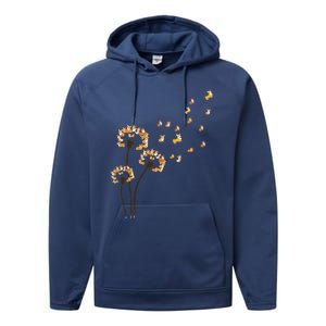 Corgi Flower Fly Dandelion Funny Dog Lover For Mom Performance Fleece Hoodie