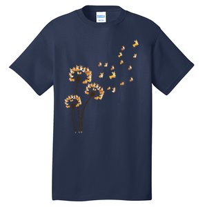 Corgi Flower Fly Dandelion Funny Dog Lover For Mom Tall T-Shirt