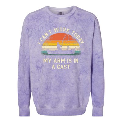 Cute Fishing Fathers Day I Cant Work Today My Arm Is In A Cast Colorblast Crewneck Sweatshirt