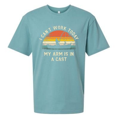 Cute Fishing Fathers Day I Cant Work Today My Arm Is In A Cast Sueded Cloud Jersey T-Shirt