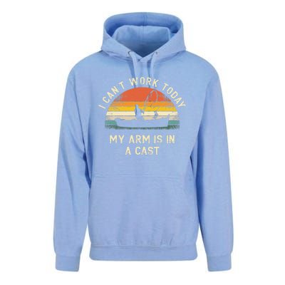 Cute Fishing Fathers Day I Cant Work Today My Arm Is In A Cast Unisex Surf Hoodie