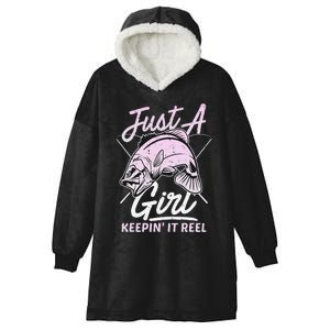 Cute Fishing Funny Keeping It Reel Purple Pink Hooded Wearable Blanket