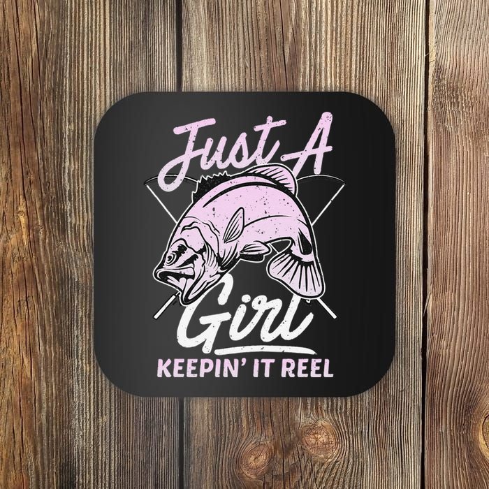 Cute Fishing Funny Keeping It Reel Purple Pink Coaster