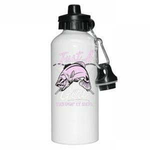 Cute Fishing Funny Keeping It Reel Purple Pink Aluminum Water Bottle