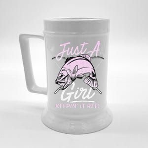 Cute Fishing Funny Keeping It Reel Purple Pink Beer Stein