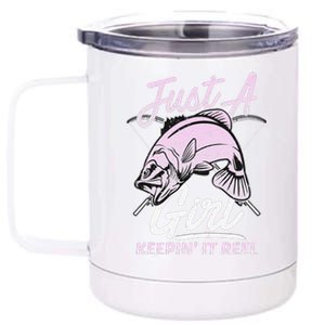 Cute Fishing Funny Keeping It Reel Purple Pink 12 oz Stainless Steel Tumbler Cup