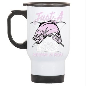 Cute Fishing Funny Keeping It Reel Purple Pink Stainless Steel Travel Mug