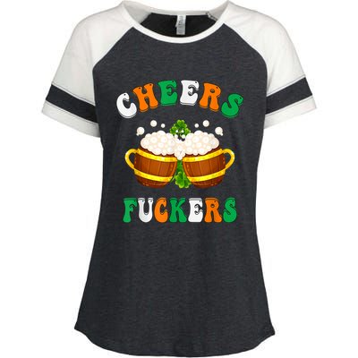 Cheers Fuckers Funny St Patricks Day Irish Drinking Enza Ladies Jersey Colorblock Tee