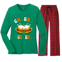 Cheers Fuckers Funny St Patricks Day Irish Drinking Women's Long Sleeve Flannel Pajama Set 