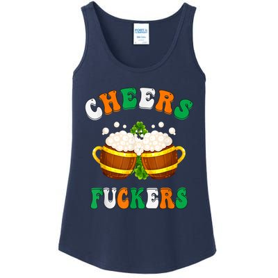 Cheers Fuckers Funny St Patricks Day Irish Drinking Ladies Essential Tank