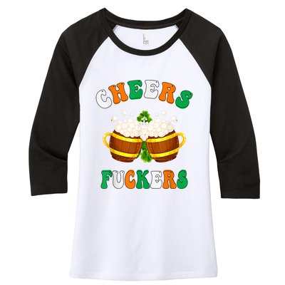 Cheers Fuckers Funny St Patricks Day Irish Drinking Women's Tri-Blend 3/4-Sleeve Raglan Shirt