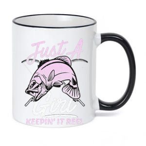 Cute Fishing Funny Keeping It Reel Purple Pink 11oz Black Color Changing Mug