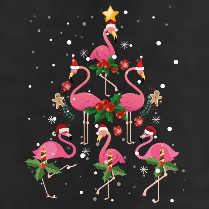 Christmas Flamingo Flamingo's Christmas Tree Classic 7 Panel Mesh Trucker Snapback Hat