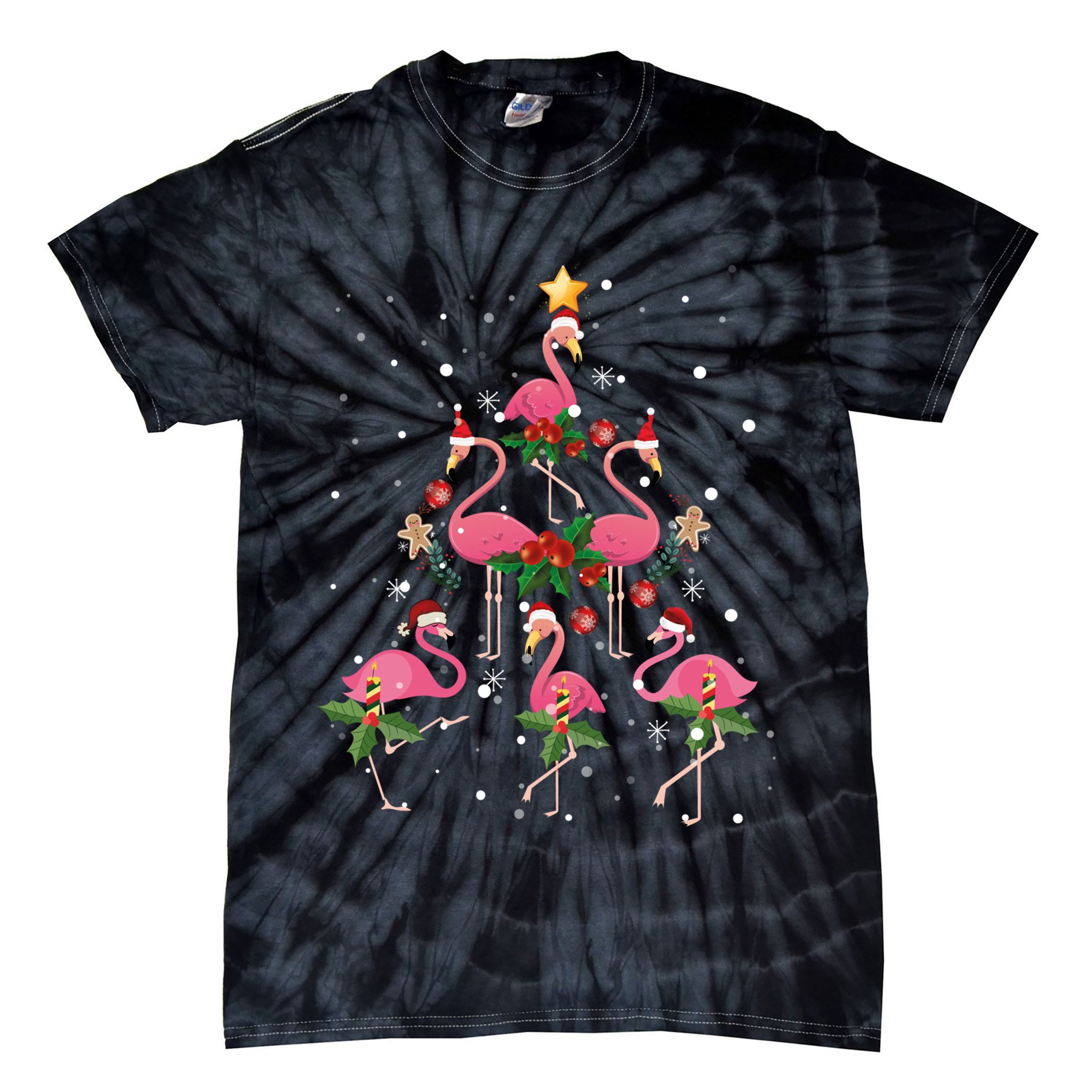 Christmas Flamingo Flamingo's Christmas Tree Classic Tie-Dye T-Shirt
