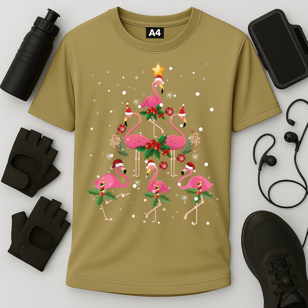 Christmas Flamingo Flamingo's Christmas Tree Classic Performance Shirt