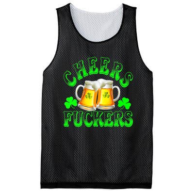 Cheers Fuckers Funny St Patricks Day Irish Drinking Mesh Reversible Basketball Jersey Tank