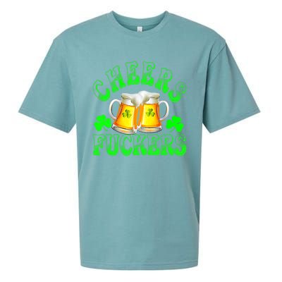 Cheers Fuckers Funny St Patricks Day Irish Drinking Sueded Cloud Jersey T-Shirt