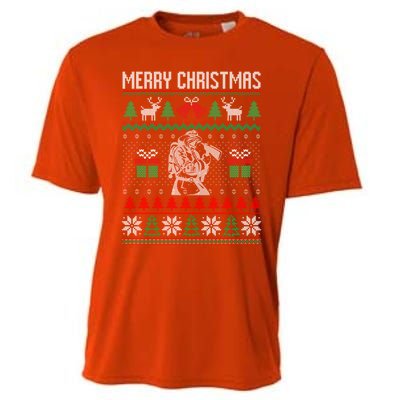 Christmas Firefighter Fire Fire Departt Ugly Gift Cooling Performance Crew T-Shirt